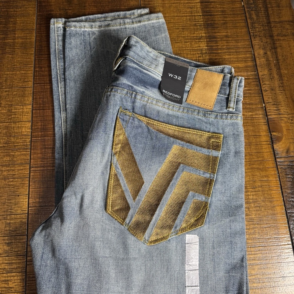 Vtg NOS Sean John Gold Embroidered Jeans Mens 32 X32 Denim Hip Hop Y2K Deadstock